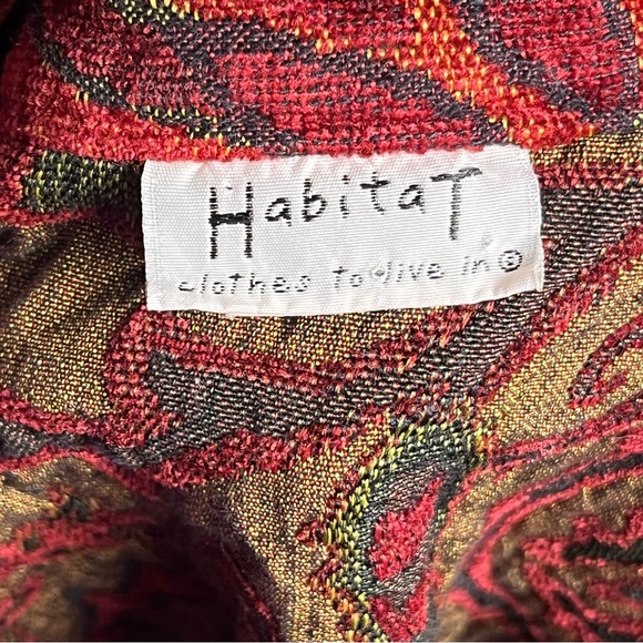 Habitat XL Red Tapestry Jacquard Jacket Artsy Boho Button Front Stand Collar - Picture 11 of 13